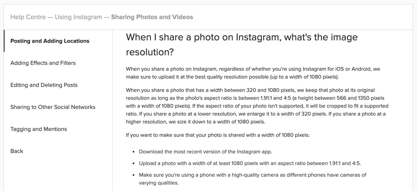 instagram guidelines 